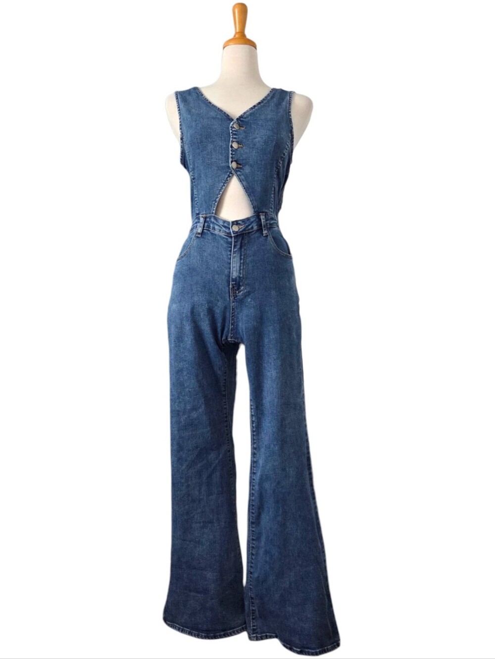 Bootcut Denim Jumpsuit Women's Size M Bohemian Western Cowgirl